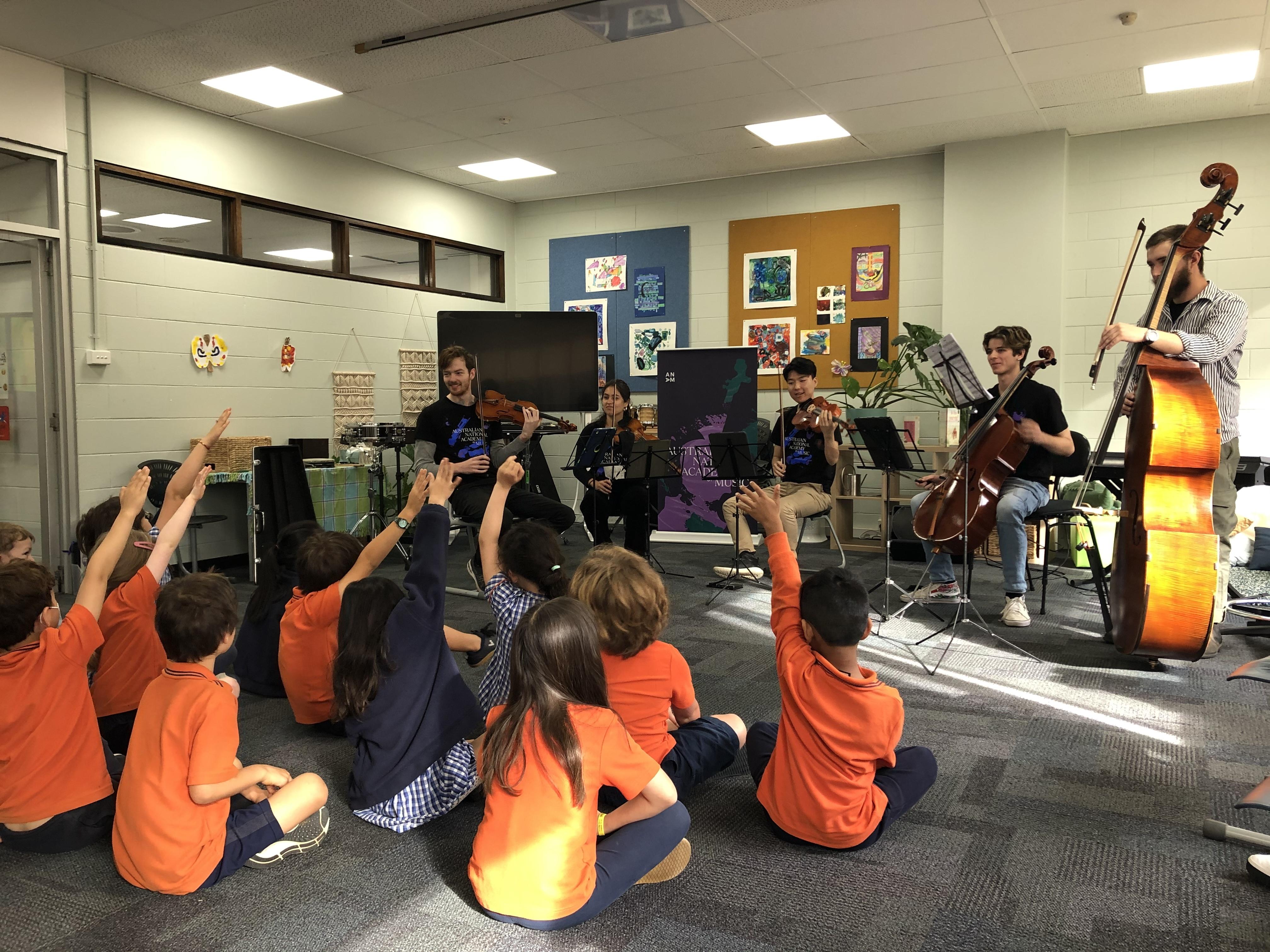 ANAM musicians perform for students at Richmond West Primary School, 2022